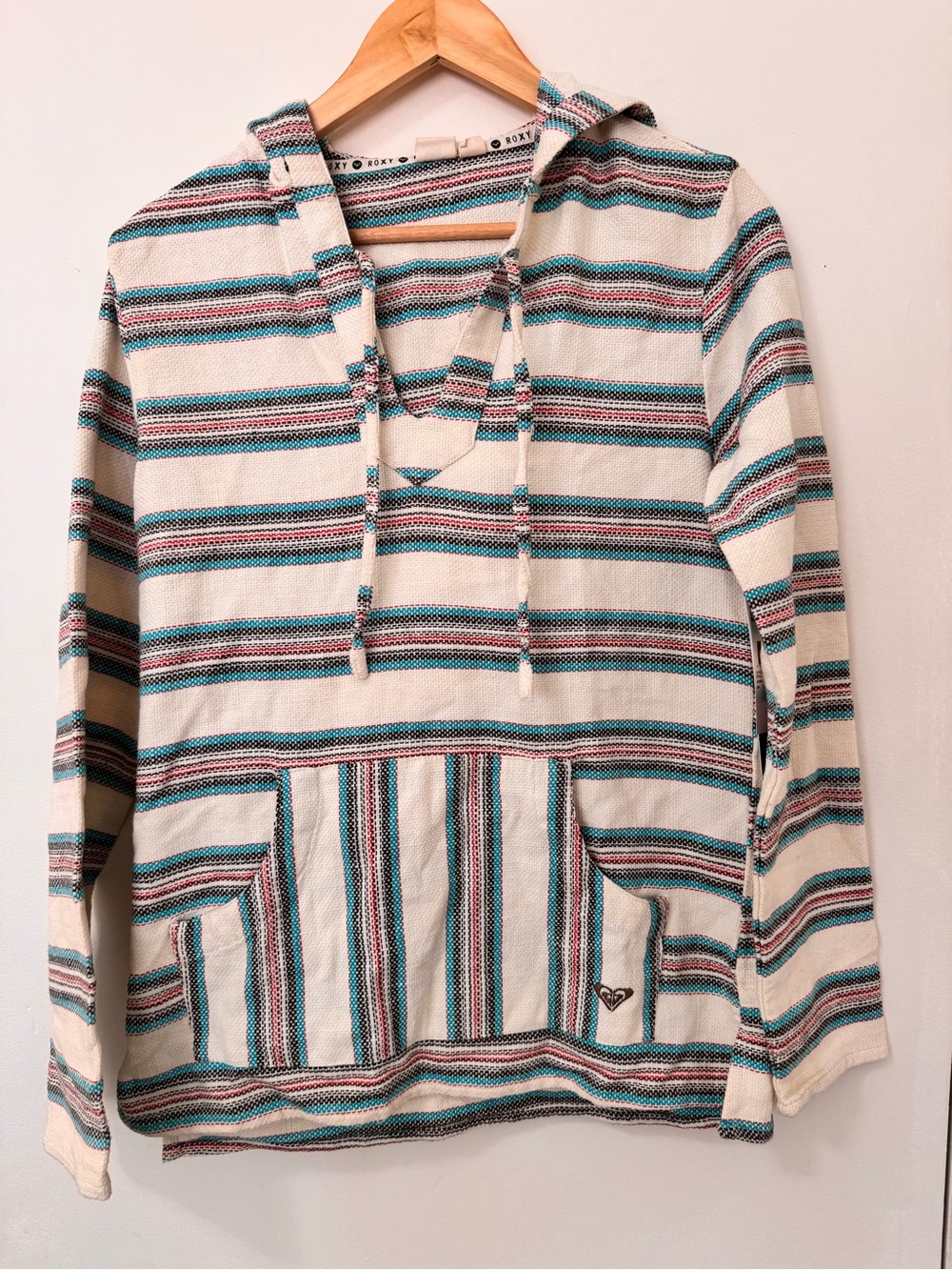 Roxy Tequila 2 Baja Striped Hooded Poncho Hoodie NWT Size S